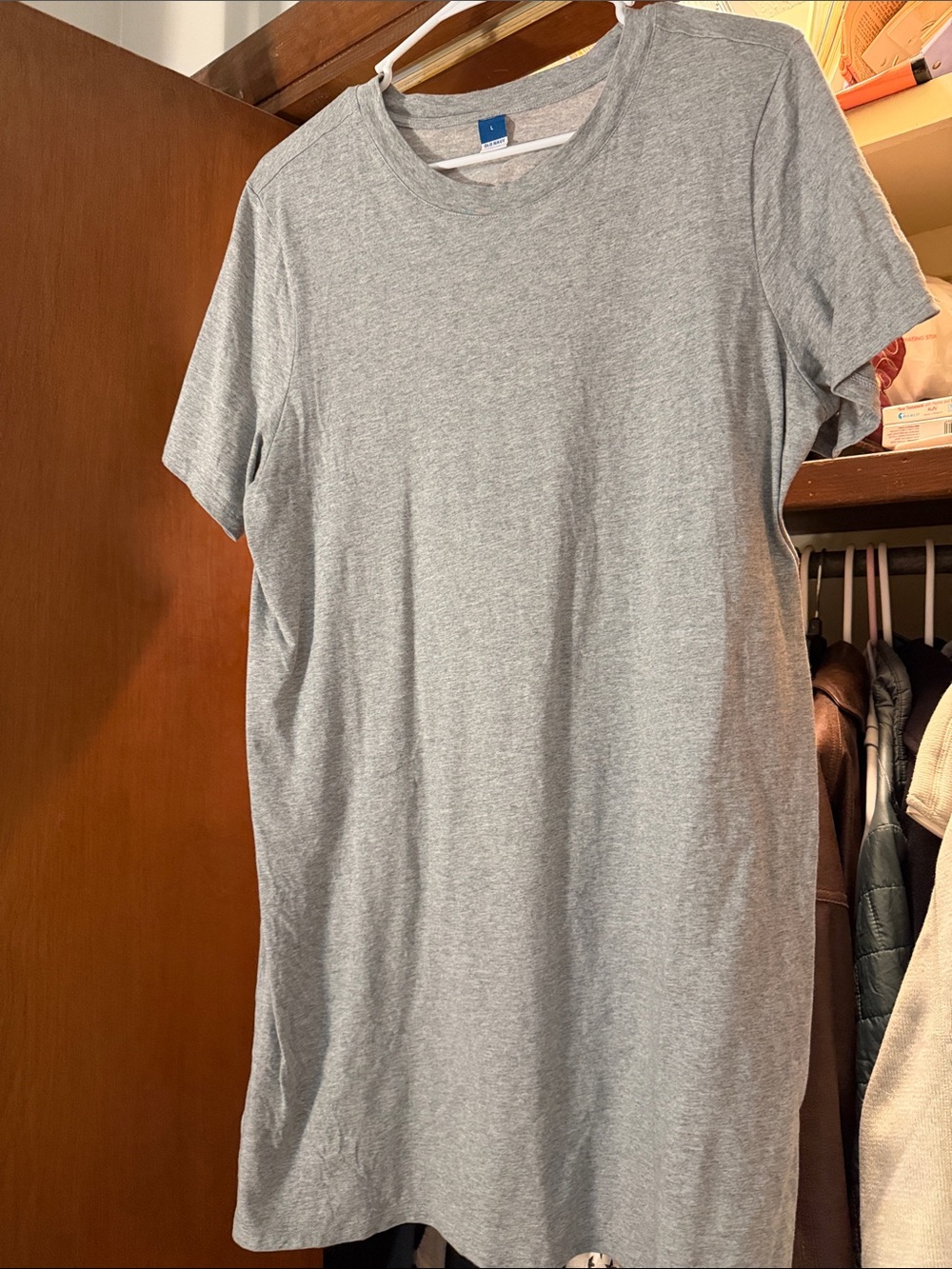 Old Navy Heather Gray Midi T-Shirt Dress